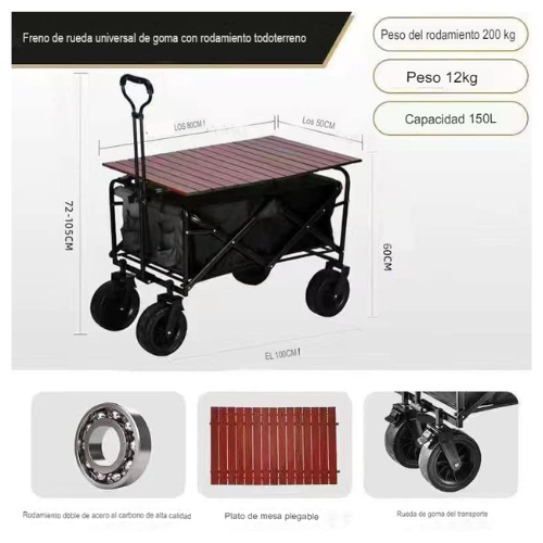 CARRITO BLACK CON MANGO PLEGABLE